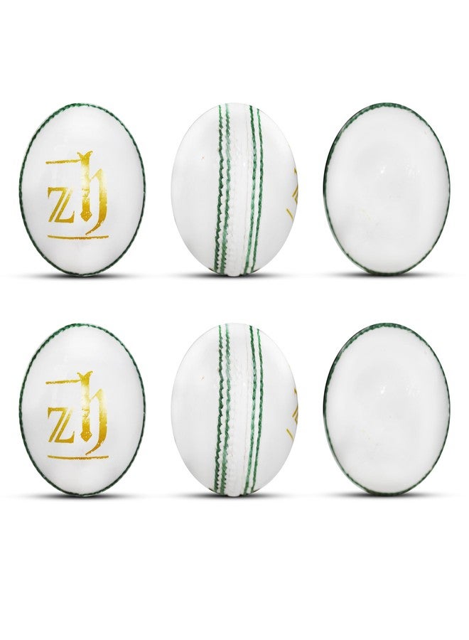 Zhoosh ™ White Cricket Leather Ball (6) - Image 1
