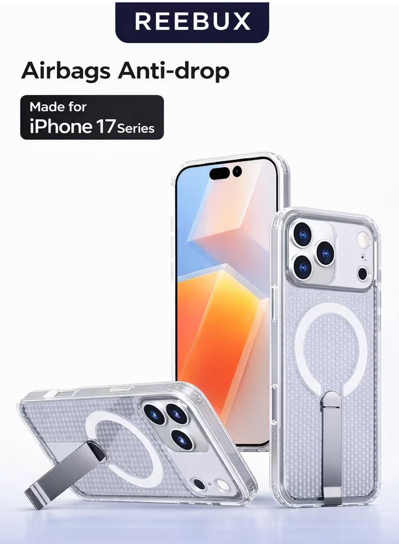 Reebux iPhone 17 Pro Max Cooling Case with 3D Dual Honeycomb Heat Dissipation, Magnetic MagSafe Ring & Metal Stand, Full-Body Precision-Raised Anti-Drop Protection - Image 1