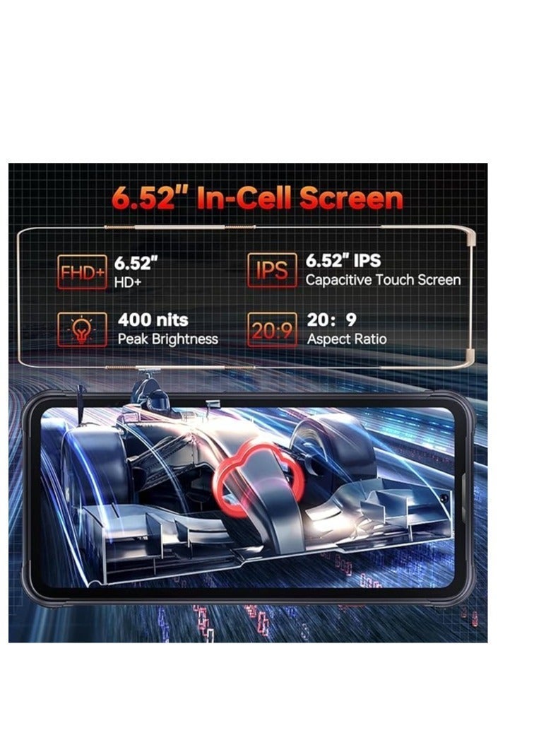 Cubot KINGKONG 8 Rugged Phone 6.528'' HD+ Screen Android 13 6GB RAM 256GB ROM Dual LED Torch 10600mAh Battery 16MP Front+48MP Rear Camera NFC/Dual SIM/GPS/Fingerprint Black - Image 2