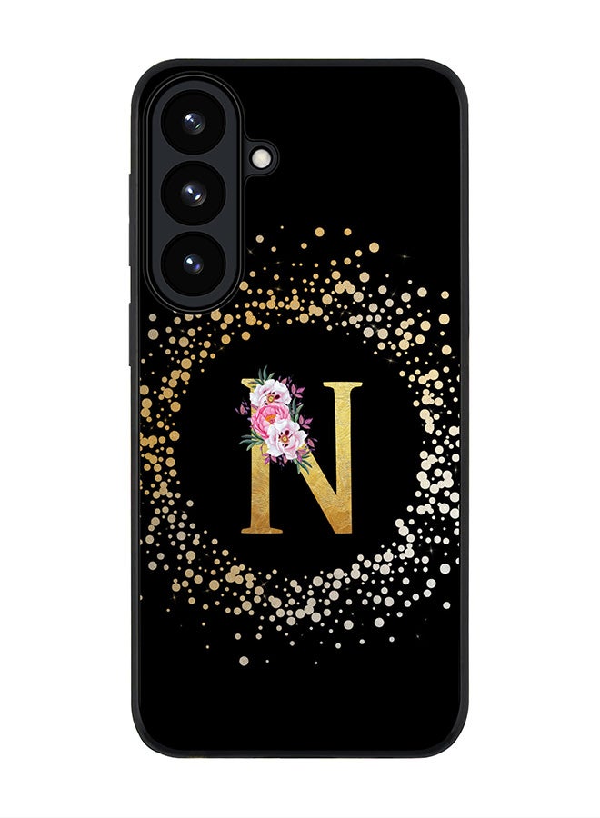 Stylizedd For Samsung Galaxy S26 Case,Slim fit Camera Protection, Shockproof Thin Phone cover  - Custom Monogram Floral - N ( Black ) - Image 1