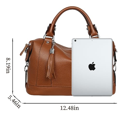 HESHE Genuine Leather Purses Shoulder Bags for Women Totes Top Handle Handbag Satchel Purse Travel Fashion Hobo Bags Ladies Crossbody Purses and Handbags (Dark Brown) - Image 3