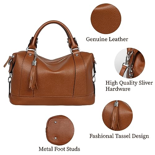 HESHE Genuine Leather Purses Shoulder Bags for Women Totes Top Handle Handbag Satchel Purse Travel Fashion Hobo Bags Ladies Crossbody Purses and Handbags (Dark Brown) - Image 5