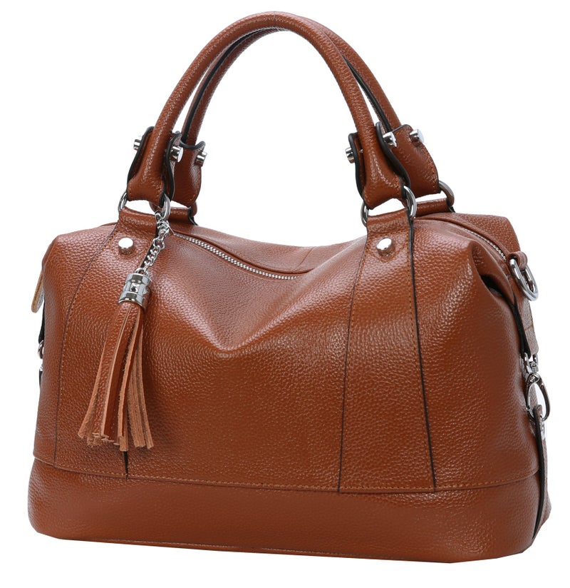HESHE Genuine Leather Purses Shoulder Bags for Women Totes Top Handle Handbag Satchel Purse Travel Fashion Hobo Bags Ladies Crossbody Purses and Handbags (Dark Brown) - Image 1