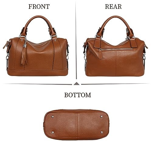 HESHE Genuine Leather Purses Shoulder Bags for Women Totes Top Handle Handbag Satchel Purse Travel Fashion Hobo Bags Ladies Crossbody Purses and Handbags (Dark Brown) - Image 4