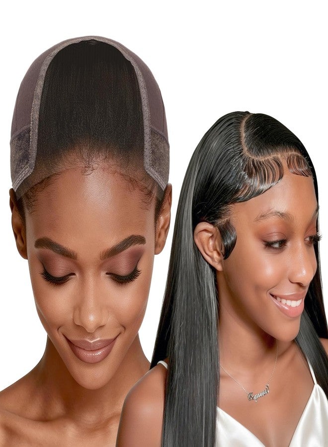 Labhairs Lace Wig Grip Cap for Women, 4x5 Lace Parting Max Make Part Freely, Non Slip Wig Gripper for Keeping Wigs In Place, Adjustable Wig Cap with Velcro Headband Make Your Wigs Glueless (Brown-L) - Image 1