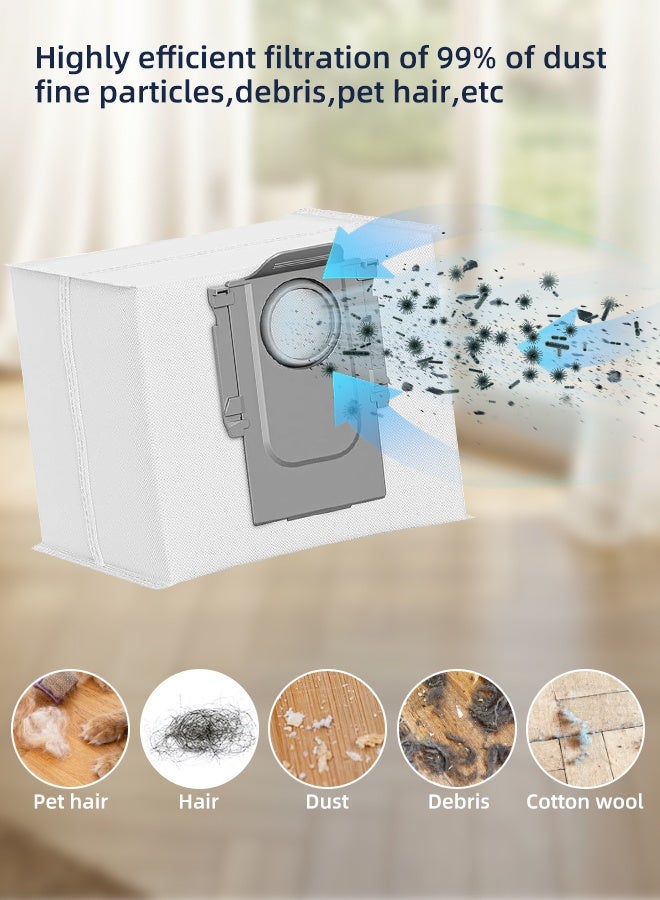 Ammar Space 6PCS Dust Bags Compatible with Q7+ / Q7 Max+,Replacement Vacuum Bags for Auto-Empty Dock, Large Capacity Disposable Dust Bag Compatible with Q5+ Q8 Max+ S7 S8 Series - Image 2