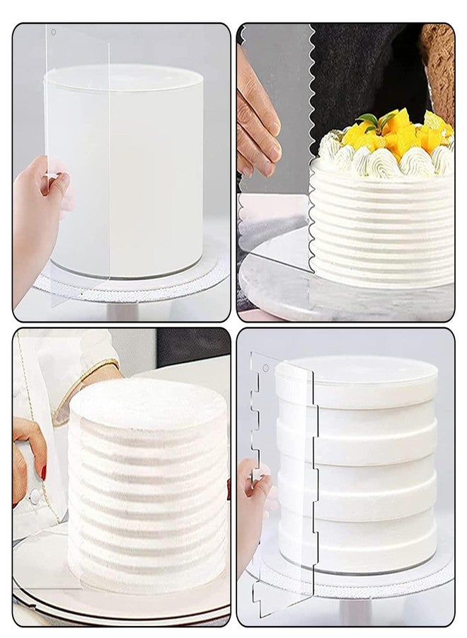 BangBoom 6 Pcs Acrylic Cake Scraper, 9.4 In Clear Cake Smoother Professional A Set DIY Cake Icing Frosting Buttercream Cream Decorating Comb for Pastry Cutter, Easy Cake Decor - Image 5