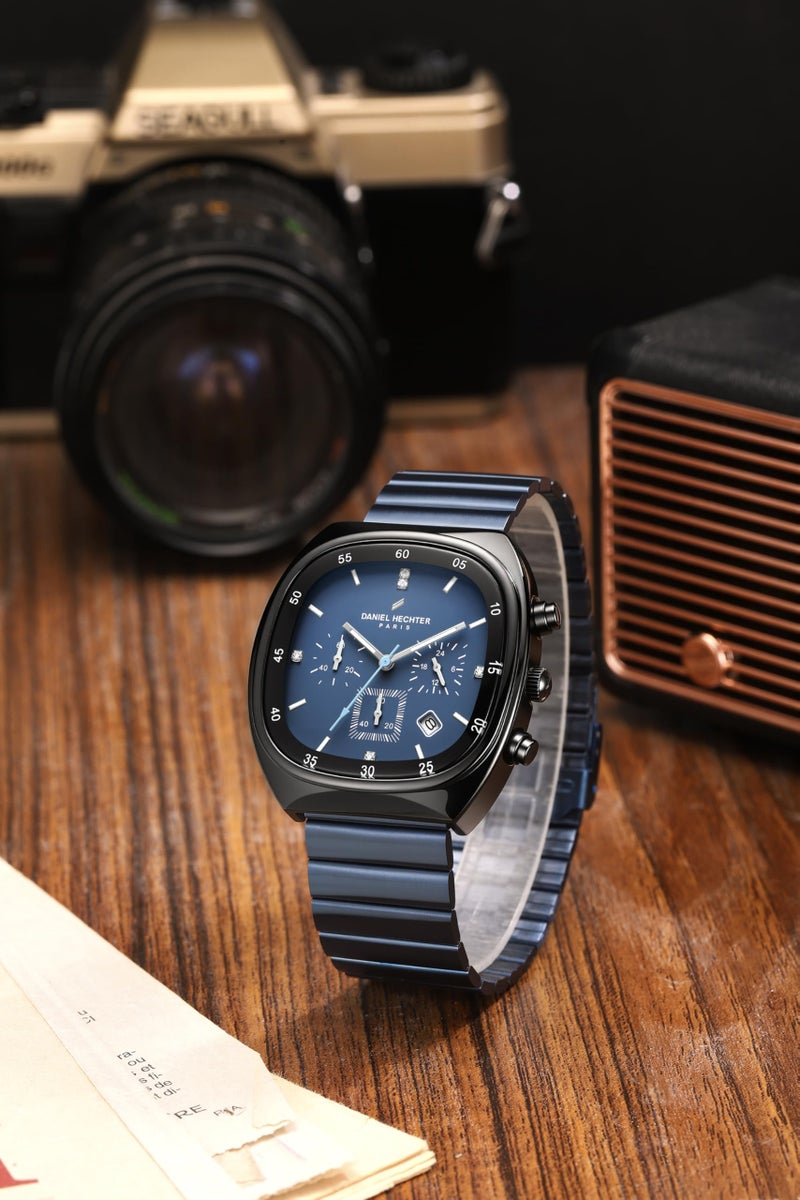Daniel Hechter Paris Bercy Collection Modern Chronograph Watch for Men with Square Dial and Stainless Steel Strap - Image 4