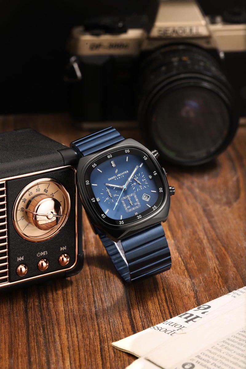 Daniel Hechter Paris Bercy Collection Modern Chronograph Watch for Men with Square Dial and Stainless Steel Strap - Image 3