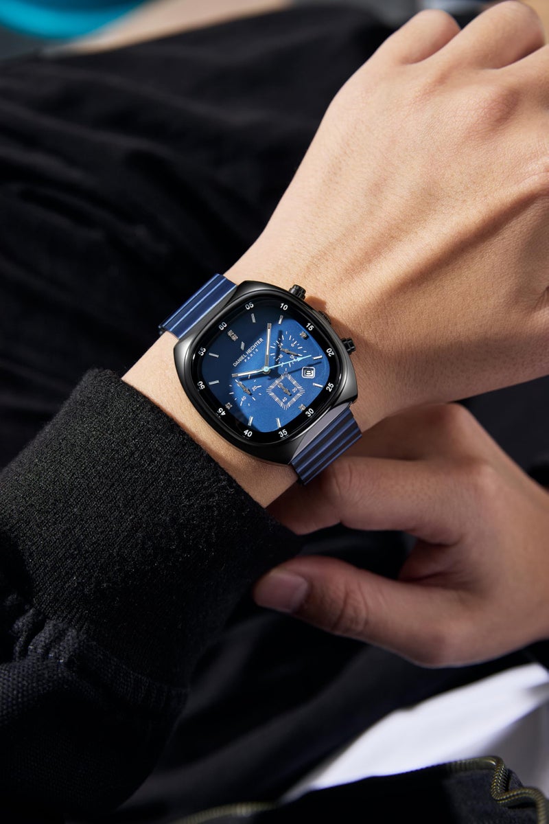 Daniel Hechter Paris Bercy Collection Modern Chronograph Watch for Men with Square Dial and Stainless Steel Strap - Image 2