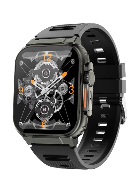 AMOLED HD Screen Bluetooth Call Smart Watch 600 mAh Large Battery and Multi-Sports Fitness Tracker Silicone Strap Black for Men and Women