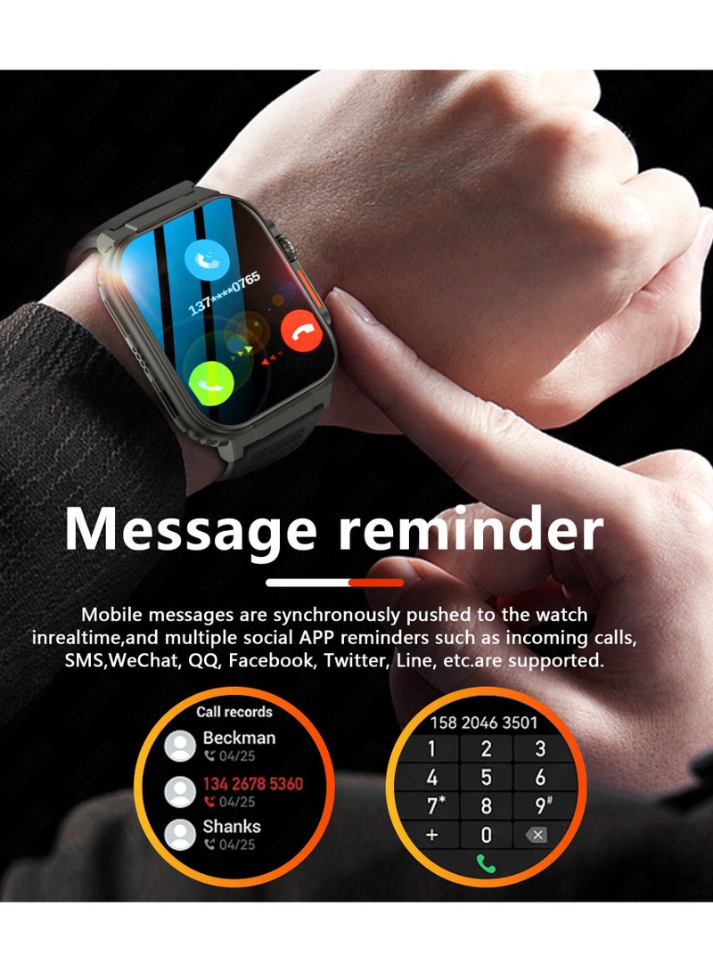 لييج ساعة أموليد عالية الدقة شاشة بلوتوث مكالمة ذكية 600 مللي أمبير بطارية كبيرة متعددة الرياضات جهاز تعقب للياقة البدنية مع حزام قابل للاستبدال للرجال - Image 5