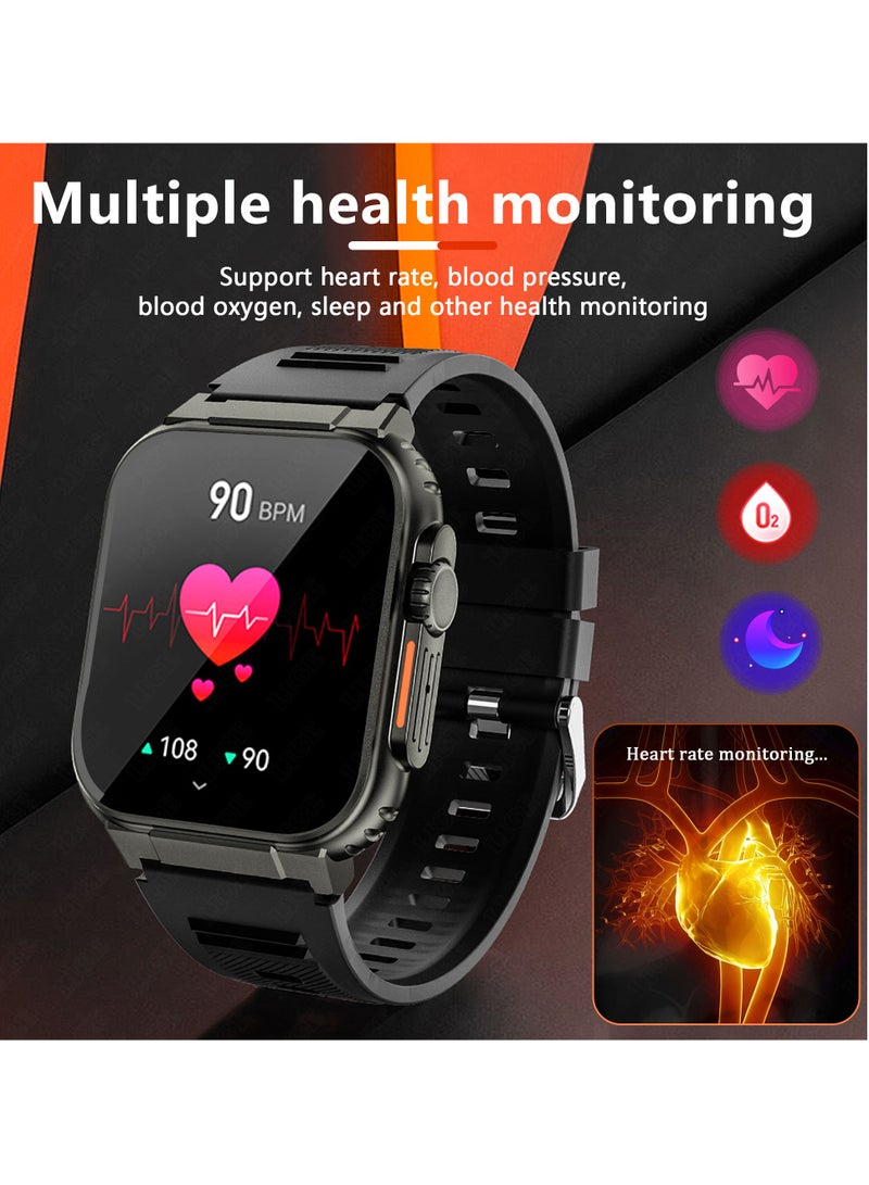 لييج ساعة أموليد عالية الدقة شاشة بلوتوث مكالمة ذكية 600 مللي أمبير بطارية كبيرة متعددة الرياضات جهاز تعقب للياقة البدنية مع حزام قابل للاستبدال للرجال - Image 3