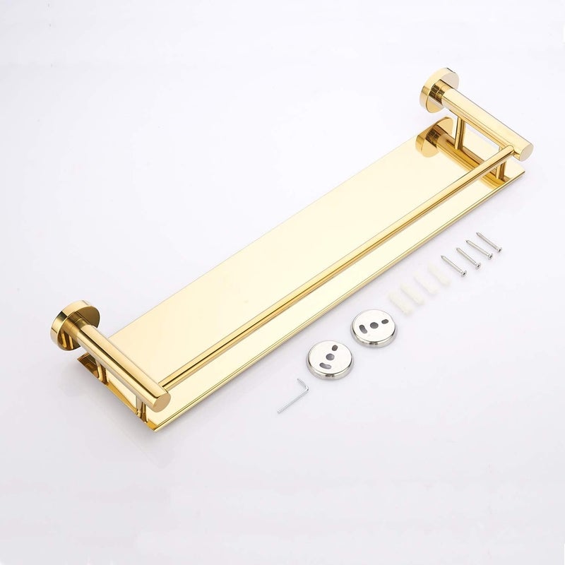 Oslen Bathroom Shelf Stainless Steel Wall Mounting Rack Organizer Storage Shelves for Kitchen Bathroom Accessories Rack Shelf, Gold (15 * 5 INCH) - Image 4