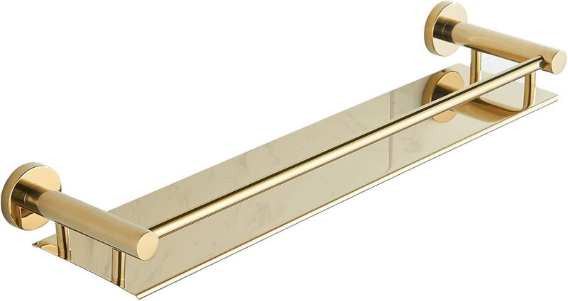Oslen Bathroom Shelf Stainless Steel Wall Mounting Rack Organizer Storage Shelves for Kitchen Bathroom Accessories Rack Shelf, Gold (15 * 5 INCH) - Image 3