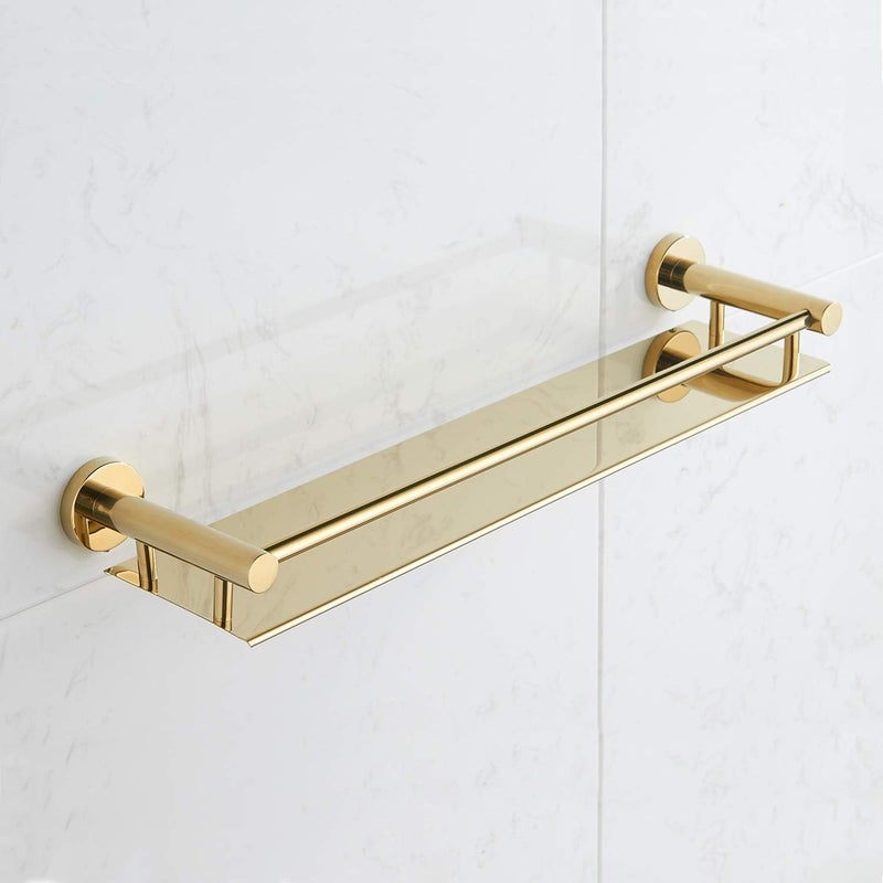 Oslen Bathroom Shelf Stainless Steel Wall Mounting Rack Organizer Storage Shelves for Kitchen Bathroom Accessories Rack Shelf, Gold (15 * 5 INCH) - Image 2