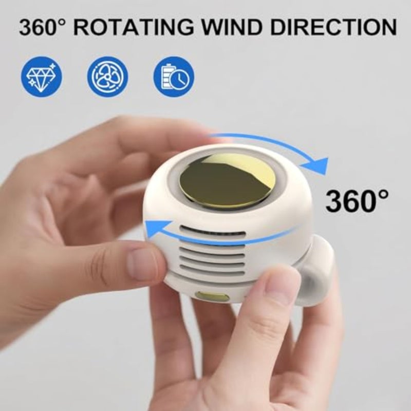 Clip On Mini Bladeless Fan - Portable 3-Speed Personal Fan with USB-C, for Waist, Bag and Neck - Image 4