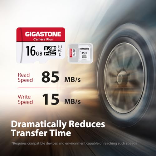 Gigastone [Gigastone] 16GB 16GB Micro SD Card 5 Pack, Camera Plus, MicroSDHC Memory Card for Wyze Cam, Security Camera, Full HD Video Recording, UHS-I U1 Class 10, up to 85MB/s, with SD Adapter - Image 2