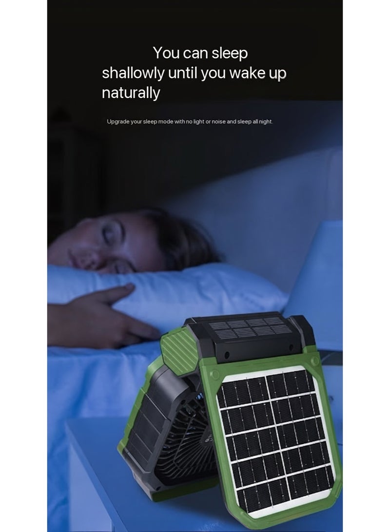 WALALLA 2 in 1 Rechargeable Camping Fan, Portable Tent Fan, Solar-Powered Outdoor Standing Fan, Powered Hiking Hanging Light Fans with LED Light Lantern, 4 Adjustable Speed, 90° Oscillating, Solar Panels - Image 5