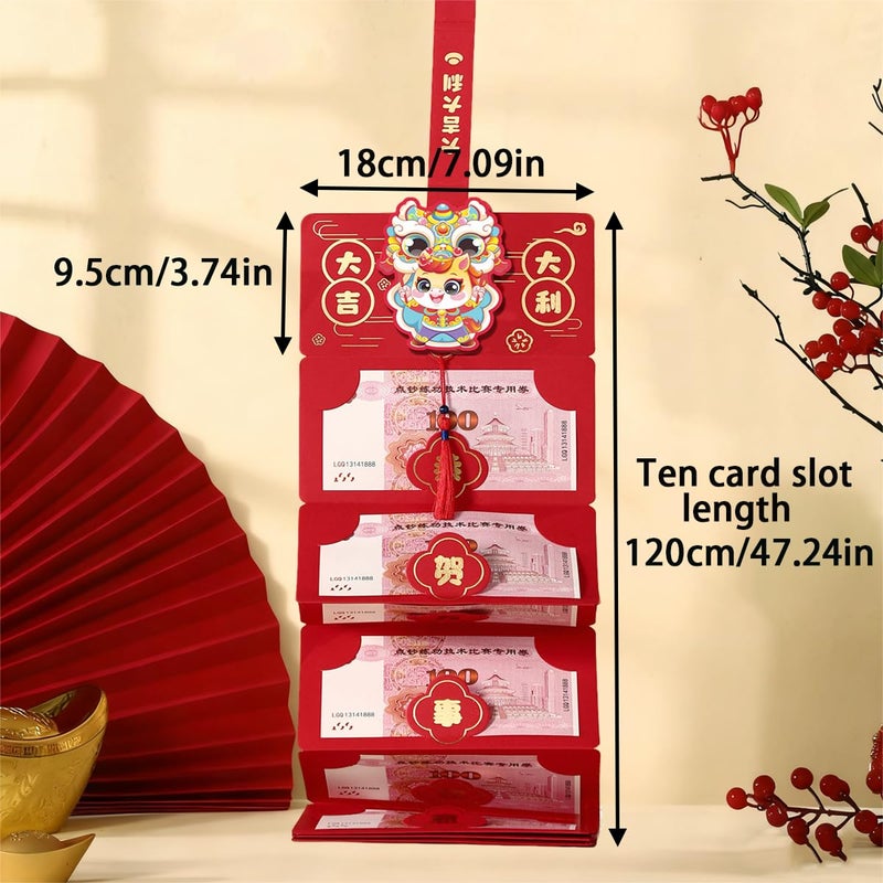 SureOBliss 2026 Upgrade Chinese New Year Red Envelope with Money Clip,1PCS Chinese Traditional Lucky Money Hong Bao of The Horse,Lunar New Year Cashs Envelope for Spring Festival New Year Wedding(10 Slots) - Image 5