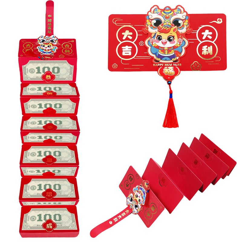 SureOBliss 2026 Upgrade Chinese New Year Red Envelope with Money Clip,1PCS Chinese Traditional Lucky Money Hong Bao of The Horse,Lunar New Year Cashs Envelope for Spring Festival New Year Wedding(10 Slots) - Image 1