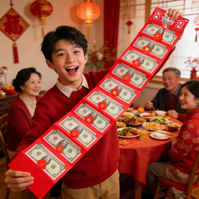 SureOBliss 2026 Upgrade Chinese New Year Red Envelope with Money Clip,1PCS Chinese Traditional Lucky Money Hong Bao of The Horse,Lunar New Year Cashs Envelope for Spring Festival New Year Wedding(10 Slots) - Image 2