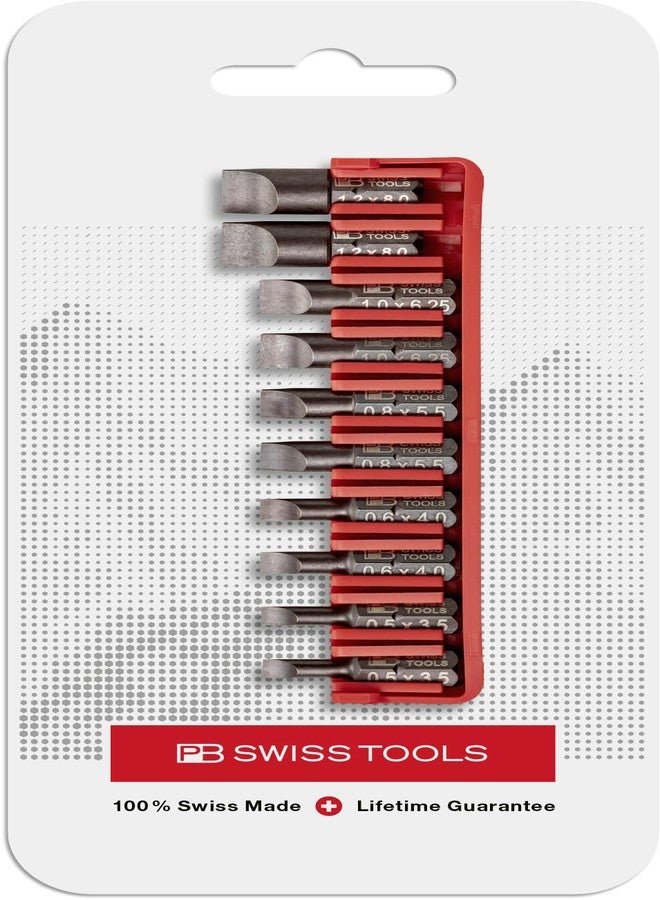 PB Swiss Tools Slotted Bit Block PB C6.707 CN | 100% Swiss Made | 10-Piece Bit Set with C6 1/4" PrecisionBits, Size Slot 2x 1-5 - Image 3