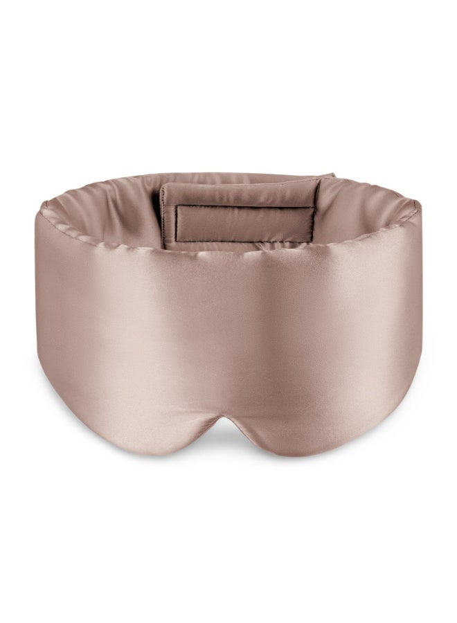 100% Mulberry Silk Sleep Eye Mask with Adjustable Headband for Total Blackout, Taupe - Image 1
