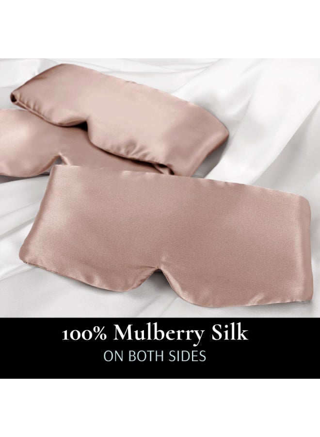100% Mulberry Silk Sleep Eye Mask with Adjustable Headband for Total Blackout, Taupe - Image 2