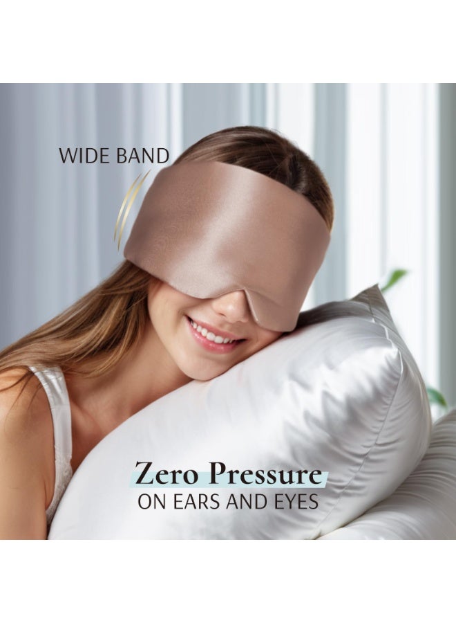 100% Mulberry Silk Sleep Eye Mask with Adjustable Headband for Total Blackout, Taupe - Image 5
