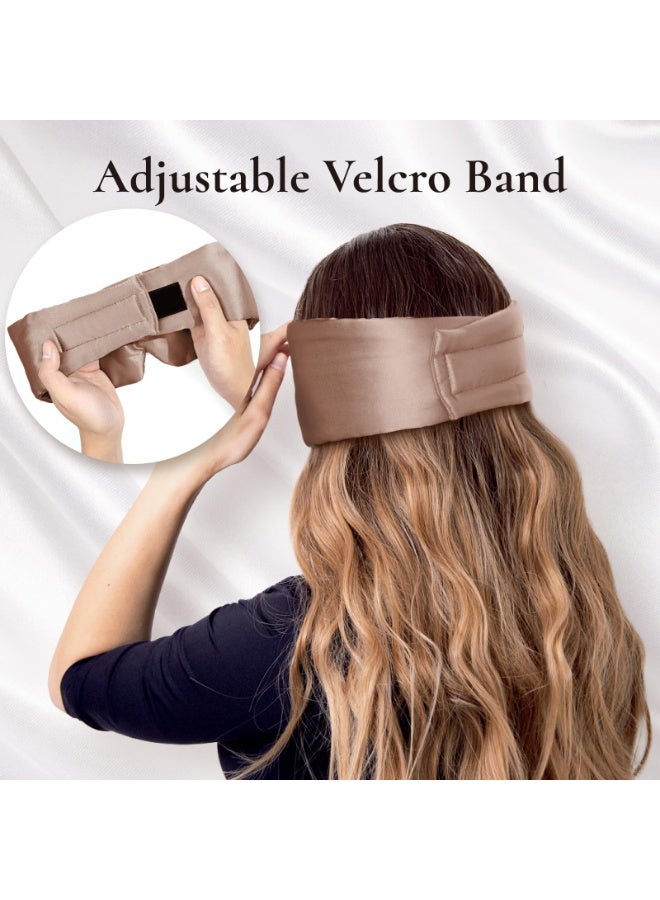 100% Mulberry Silk Sleep Eye Mask with Adjustable Headband for Total Blackout, Taupe - Image 4