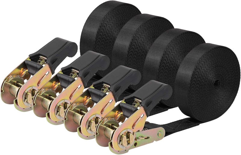 Ayaport Endless Ratchet Tie Down Straps Heavy Duty Cargo Tie Downs, Sturdy Nylon Black Strap Down Ratcheting Securing Straps, Track Spring Fittings, Tie-Down Motorcycles, Trailer Loads, Kayak - Image 1