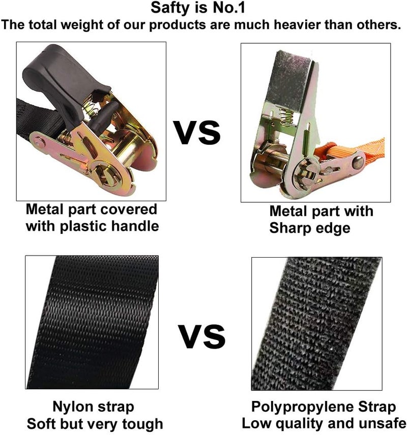Ayaport Endless Ratchet Tie Down Straps Heavy Duty Cargo Tie Downs, Sturdy Nylon Black Strap Down Ratcheting Securing Straps, Track Spring Fittings, Tie-Down Motorcycles, Trailer Loads, Kayak - Image 3