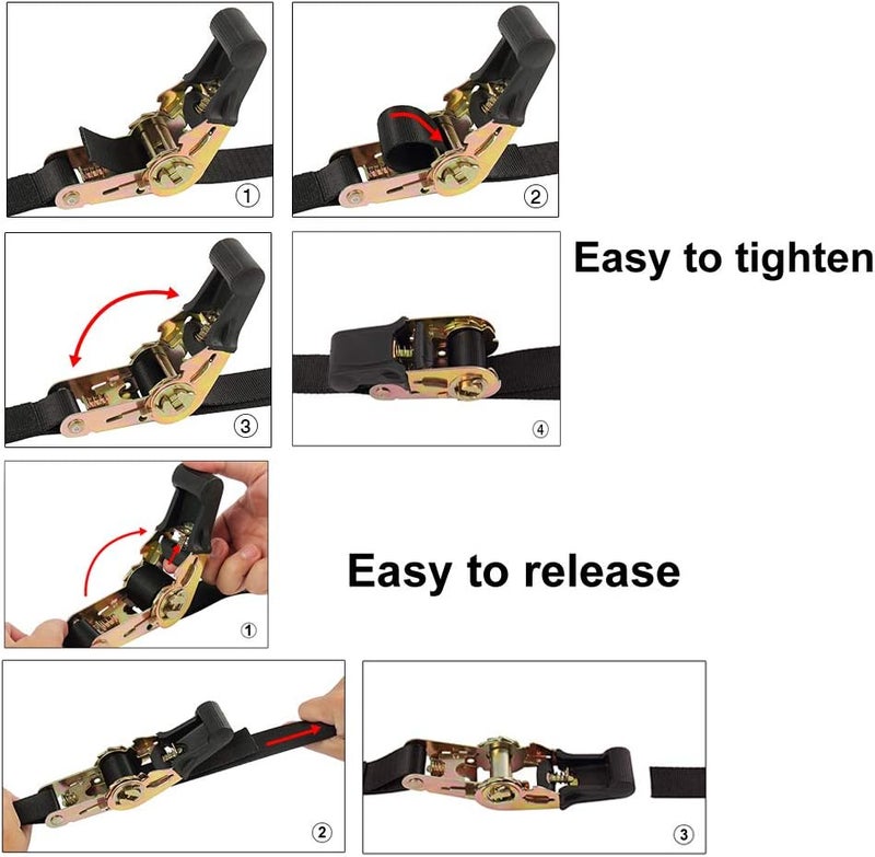 Ayaport Endless Ratchet Tie Down Straps Heavy Duty Cargo Tie Downs, Sturdy Nylon Black Strap Down Ratcheting Securing Straps, Track Spring Fittings, Tie-Down Motorcycles, Trailer Loads, Kayak - Image 4