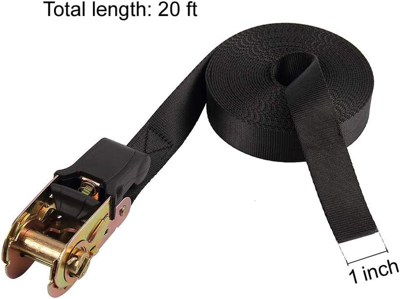 Ayaport Endless Ratchet Tie Down Straps Heavy Duty Cargo Tie Downs, Sturdy Nylon Black Strap Down Ratcheting Securing Straps, Track Spring Fittings, Tie-Down Motorcycles, Trailer Loads, Kayak - Image 5