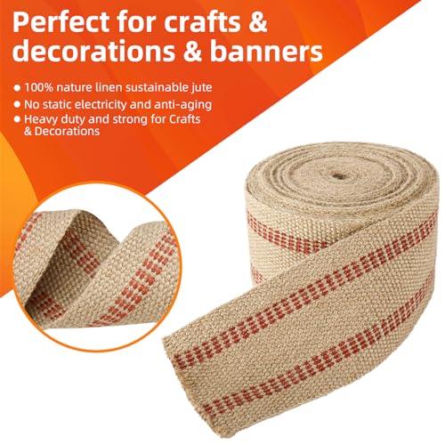 YaeCCC Craft Jute Webbing Tape, 3.5" x 10 Yd,11 lbs Heavy-Duty for Chair Repair, Crafting, Burlap Ribbon, Upholstery - Image 2