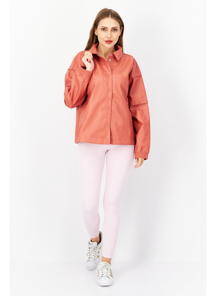 adidas Originals Women Sportswear Fit Faux Leather Track Top, Pink  - Image 2