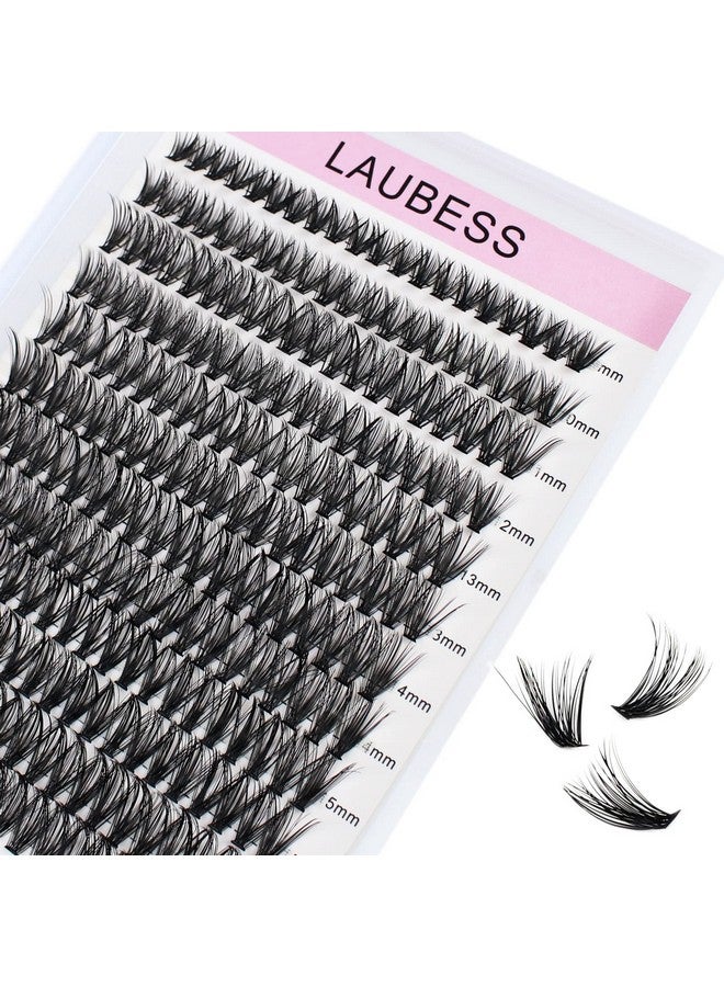 LAUBESS Cluster Lashes 240Pcs 40D Diy Eyelash Extension D Curl Long Individual Lashes Mixed Tray Faux Mink Lash Clusters Extensions 0.07 0.10 Black (40D-0.07D-9-16Mm) - Image 1