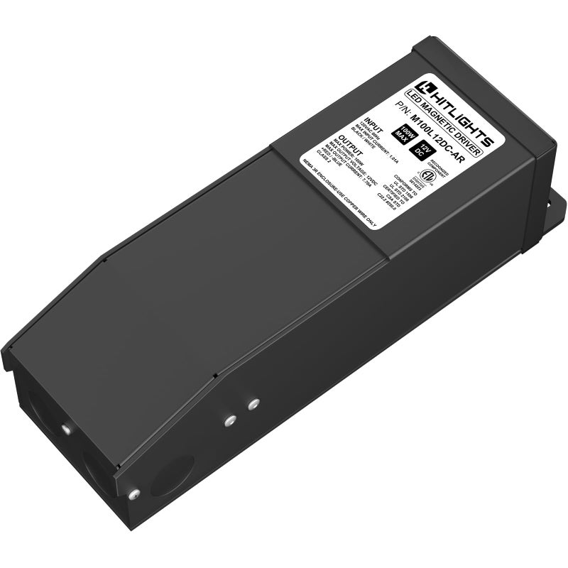 HitLights Dimmable LED Driver Transformer 12V 100W, Magnetic Power Supply 120VAC to 12VDC, Compatible with Lutron and Leviton Dimmers, for LED Strip Light, Kitchen, Cabinet, Class 2, ETL Listed - Image 1