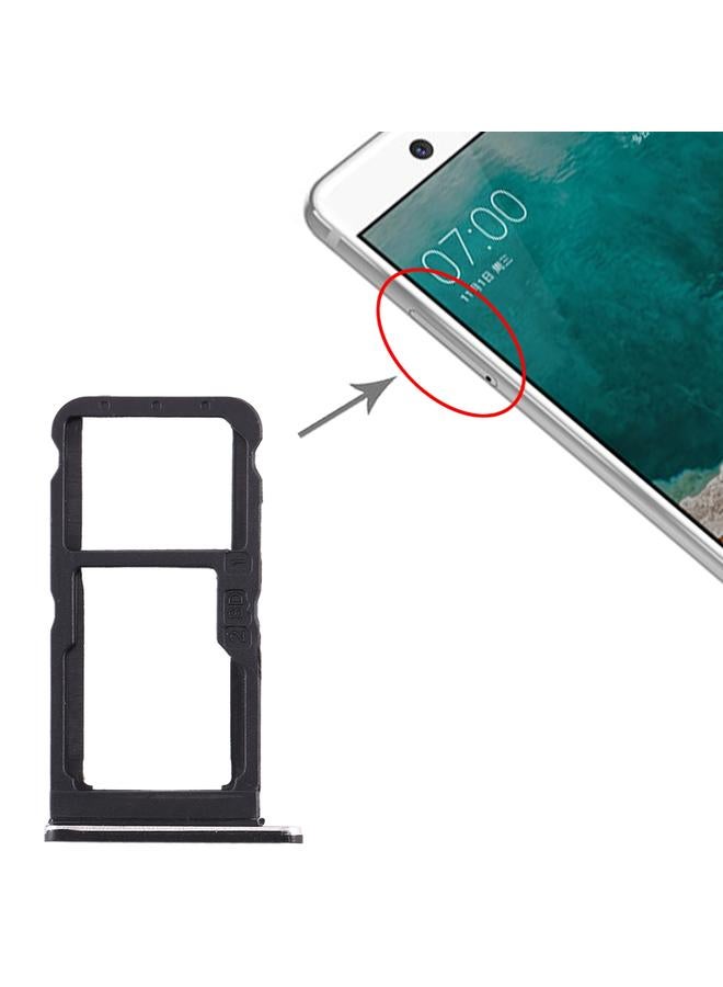 erorex SIM Card Tray + SIM Card Tray / Micro SD Card Tray for Nokia 7 TA-1041 (Black) - Image 1