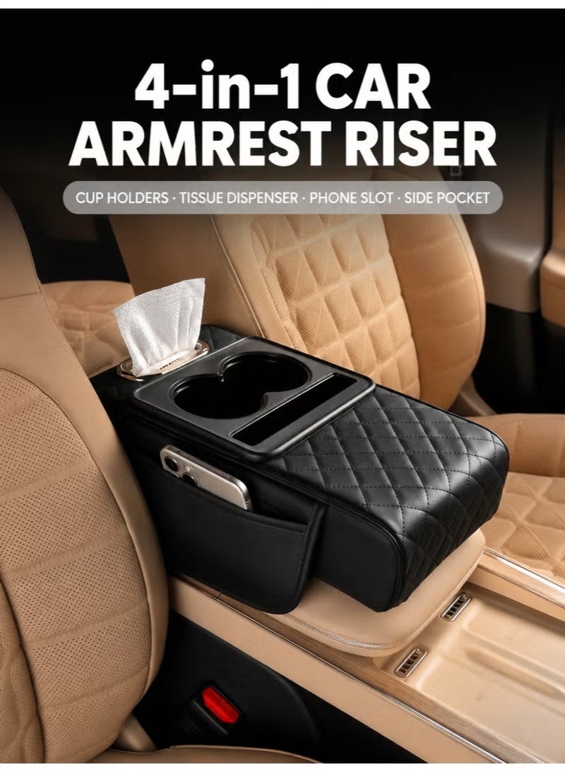 YUFAN Elevated Car Center Console Armrest with Cup Holder - Image 1