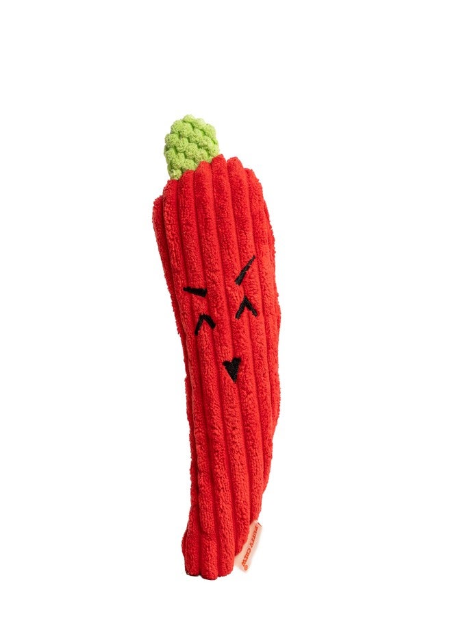 Puffy Crew Squeaky Dog Plush Toy, Bite_Stick Collection, 8'', for Small and Medium Dogs (Red Chili) - Image 1