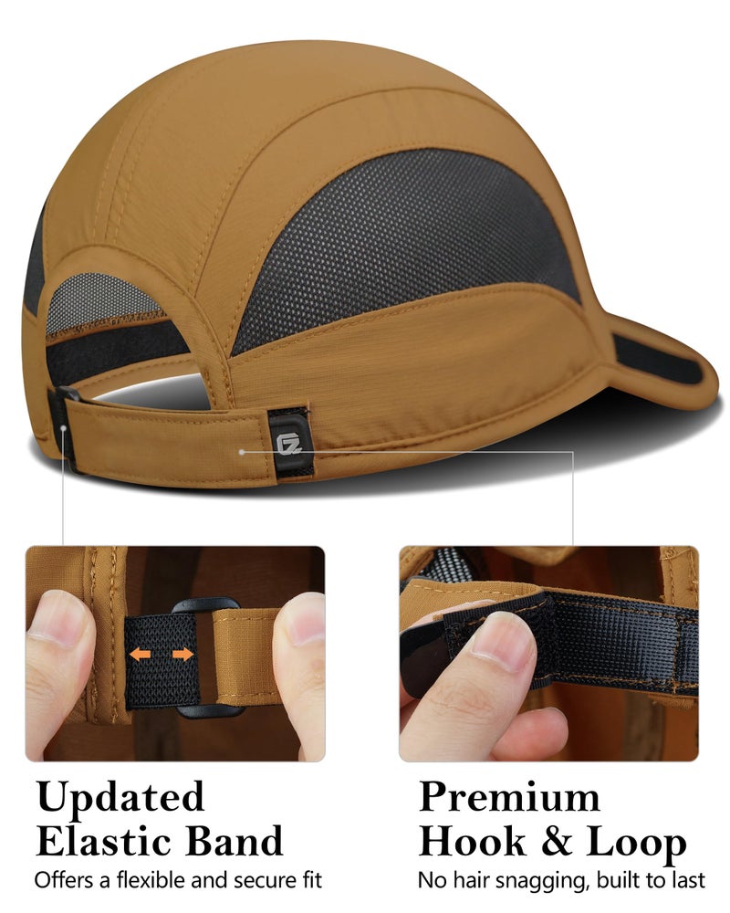 GADIEMKENSD Running Hats for Mens Baseball Cap Quick Dry Sport Caps Lightweight Unstructured Brown Hat Soft Trucker Cap for Summer Camping Fishing Hiking Golf Camel S/M 6 7/8-7 1/4 - Image 3