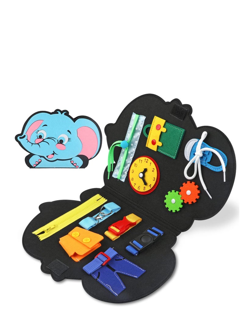 SYOSI Busy Board, Busy Board for Toddlers, Sensory Board, Montessori Activity Board, Fidget Board Educational Toy - for Preschool Gift, Learning Travel Toy (Elephant)  - Image 1