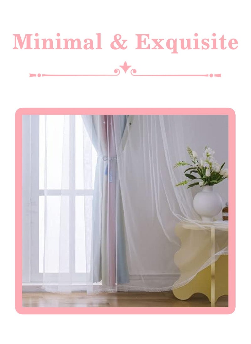 LEOKOR - 2 Panels Star Blackout Curtains Double Layer Star Cut Out Stripe Gradient Window Curtains 134x183CM - Image 1