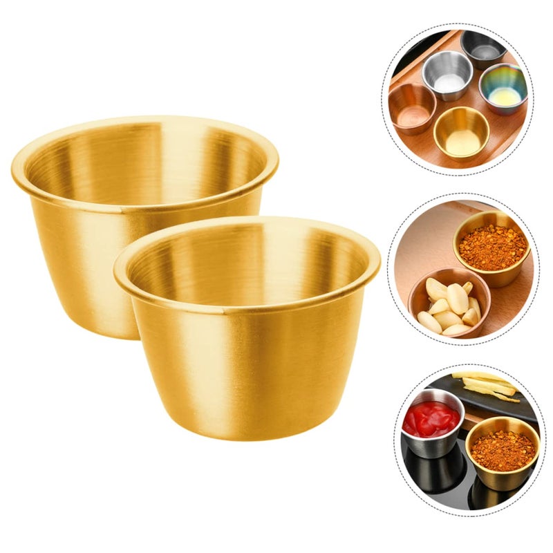 Stainless Steel Dipping Sauce Cups 2 Pack Portable Condiment Dishes For Home Outdoor Dining - Image 3