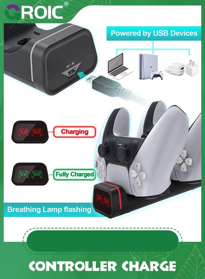 GROIC Controller Charge, Controller Charger Station for PS5, Dual USB Type C Fast Charging for Sony PlayStation 5, LED Indicator for DualSense Controller  - Image 3