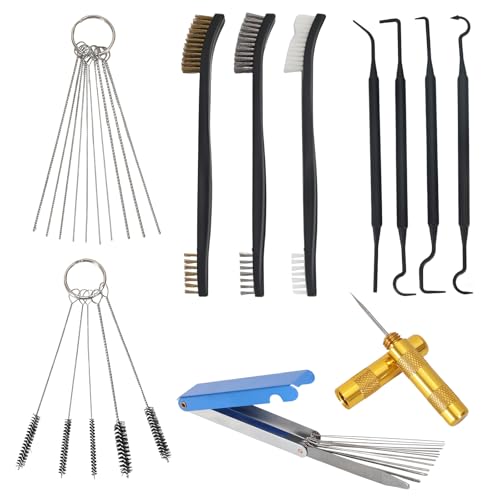 BDFHYK Tcipreay Carburetor Cleaning Kit 3 Double Head Brush 23 Needles 5 Nylon Brushes 1 Scraper and 4 Cleaning Hooks Cleaner Set Tools for Motorcycle ATV Chainsaw Welder Small Engines - Image 1