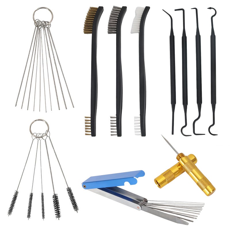 BDFHYK Tcipreay Carburetor Cleaning Kit 3 Double Head Brush 23 Needles 5 Nylon Brushes 1 Scraper and 4 Cleaning Hooks Cleaner Set Tools for Motorcycle ATV Chainsaw Welder Small Engines - Image 3