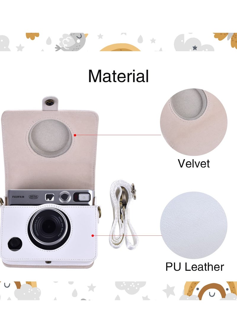 KASTWAVE - Case for Fuji Mini EVO,Camera Case Compatible for Fuji Mini EVO Camera with Adjustable Shoulder Strap in Lychee Texture Horizontal Style, White - Image 1